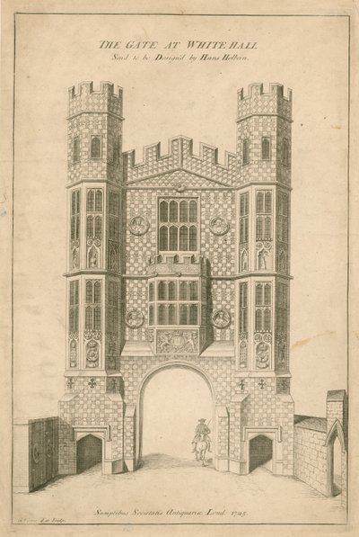 La porte à Whitehall. Dit être conçu par Hans Holbein - English School