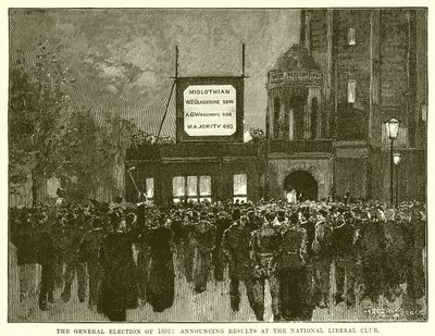Élection Générale de 1892 : Annonce des Résultats au National Liberal Club - English School