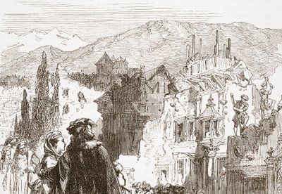 Les Genevois détruisant les faubourgs de leur ville, illustration de L