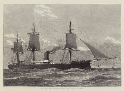 Le cuirassé allemand Grosser Kurfürst, récemment coulé au large de Folkestone (gravure) - English School