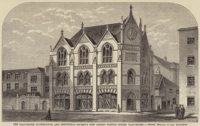 Les nouveaux magasins de la Gloucester Co-Operative and Industrial Society, Barton Street, Gloucester (gravure) - English School