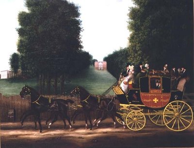 La diligence de Godalming et Guildford appartenant à John Kirby Jun et inscrite "autorisé à transporter six à l