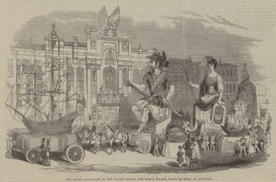 La Grande Cavalcade des Géants passant devant le Palais du Roi, Place de Meir, à Anvers - English School