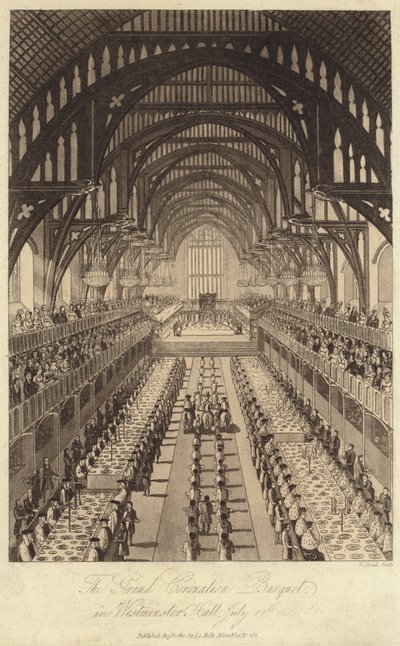 Le Grand Banquet de Couronnement dans Westminster Hall - English School
