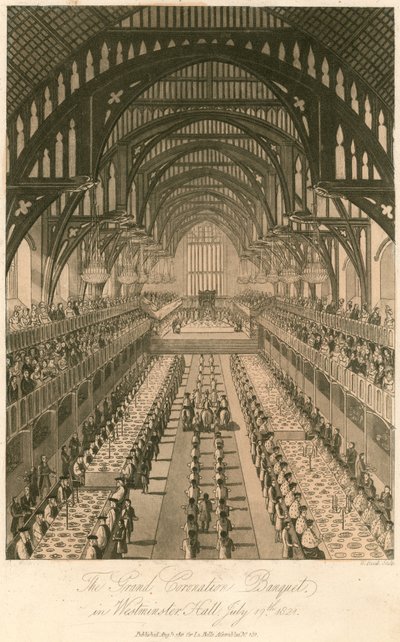 Le grand banquet de couronnement du roi George IV à Westminster Hall, le 17 juillet 1821 - English School
