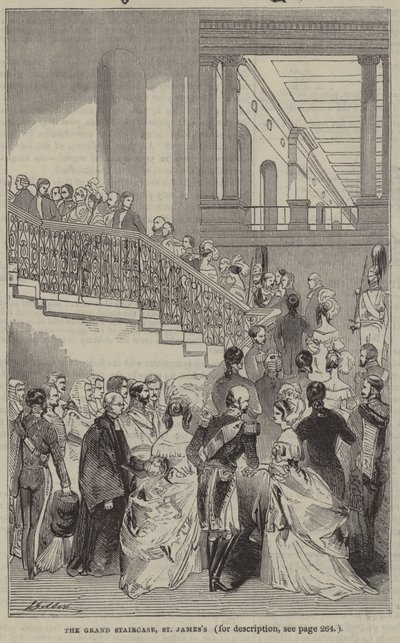 Le grand escalier, palais de St James, Londres, un salon - English School