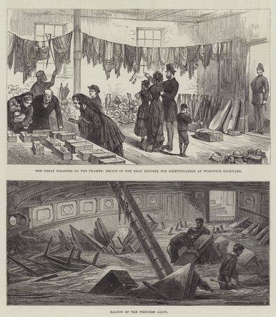 La grande catastrophe sur la Tamise (gravure) - English School