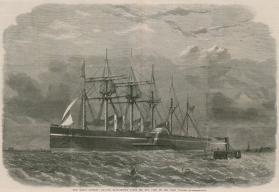 Le Great Eastern quittant les eaux de Southampton pour New York lors de son premier voyage - English School