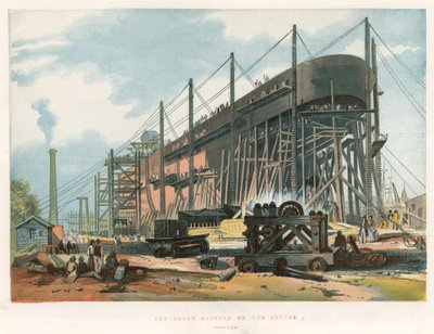 Le Great Eastern sur les stocks, vue de la poupe - English School