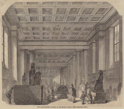 La Grande Galerie Égyptienne, au British Museum (gravure) - English School
