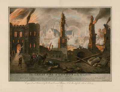 Le Grand Incendie de Londres en 1666 - English School
