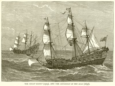 Le Grand Harry (1513) et le Souverain des Mers (1637) - English School