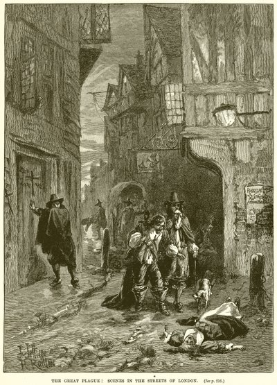 La Grande Peste : Scènes dans les rues de Londres - English School