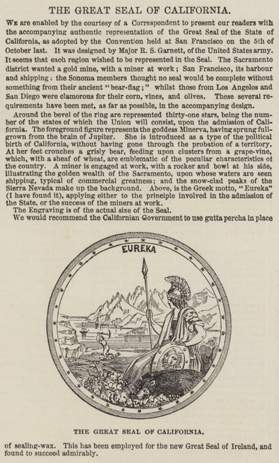 Le grand sceau de Californie (gravure) - English School