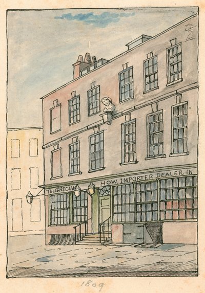 The Grecian Coffee House, Devereux Court, Strand, avec un buste de Ben Johnson - English School