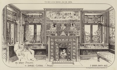 Le salon vert à Dovne Lodge, Putney (gravure) - English School
