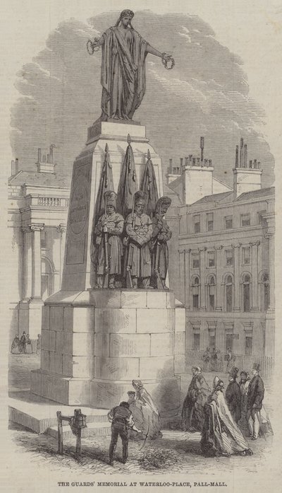 Le mémorial des gardes à Waterloo-Place, Pall-Mall (gravure) - English School