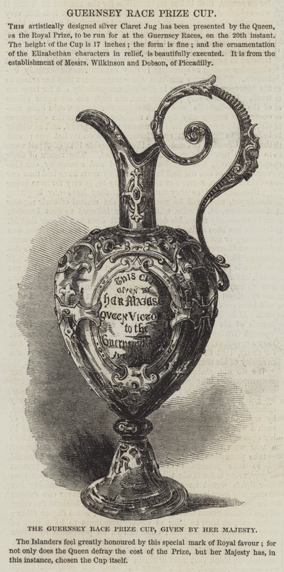 La coupe du prix de la course de Guernesey, donnée par Sa Majesté (gravure) - English School