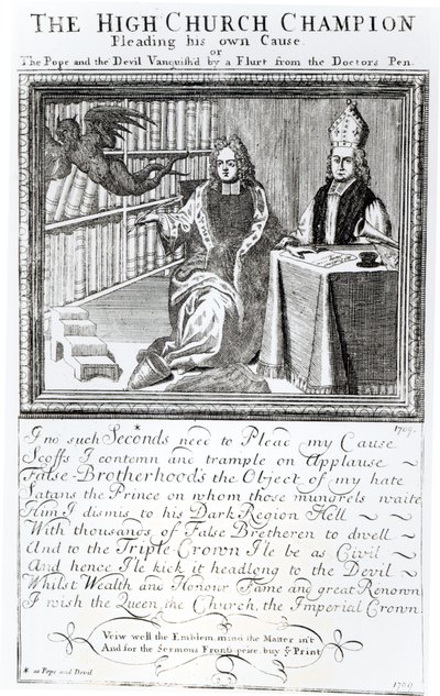 Le champion de la Haute Église, plaidant sa propre cause, 1709 - English School