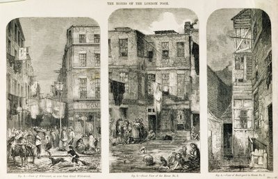 Les maisons des pauvres de Londres, extrait de "The Builder Magazine". - English School