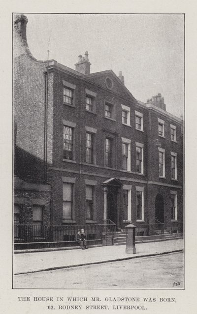 La maison où est né M. Gladstone, 62, rue Rodney, Liverpool (gravure) - English School