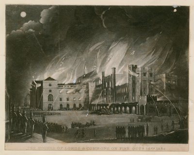 Les Chambres des Lords et des Communes en feu, 16 octobre 1834 - English School