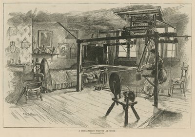 Les Huguenots en Angleterre : Un tisserand de Spitalfields au travail - English School