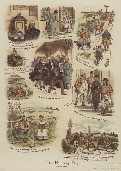 Le jour de la chasse (chromolitho) - English School