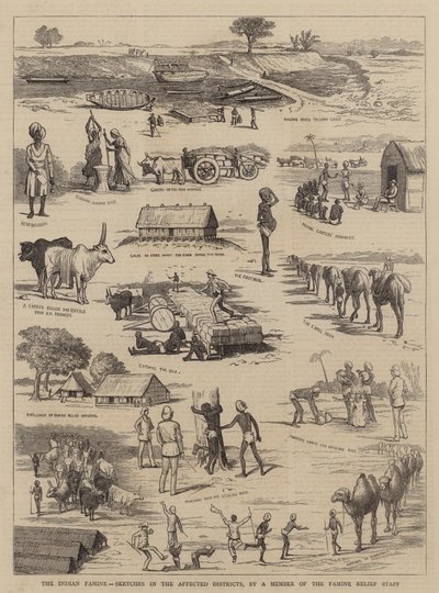 La famine en Inde, croquis dans les districts touchés, par un membre du personnel de secours contre la famine - English School
