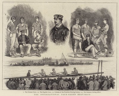 La course internationale à quatre rameurs (gravure) - English School