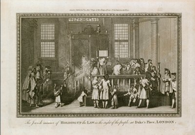 La manière juive de tenir la Loi à la vue du peuple à Dukes Place, Londres - English School