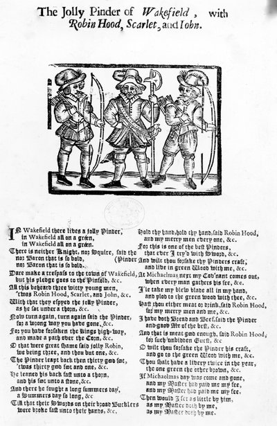 Le joyeux Pindar de Wakefield avec Robin Hood, Scarlet et John, publié par W. Thackeray, J. Millet, A. Mulbourn, 1689-1692 - English School