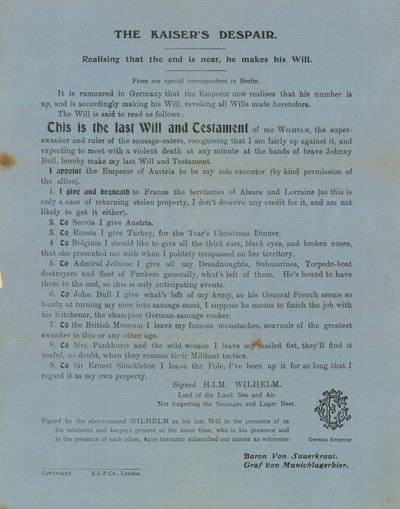 Le désespoir du Kaiser - English School
