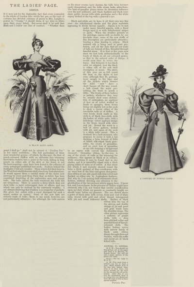 La page des dames, robe (lithographie) - English School