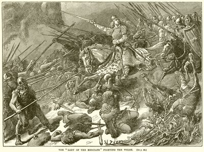 La dame des Merciens combattant les Gallois - English School