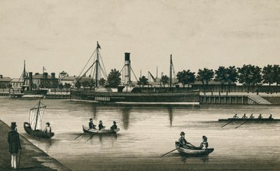 The Landing Stage River View, Ipswich (litho) - English School
