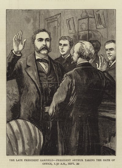 Le défunt président Garfield, le président Arthur prêtant serment - English School