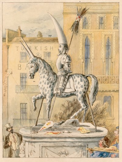 La statue de Leicester Square, 17 octobre 1866 - English School