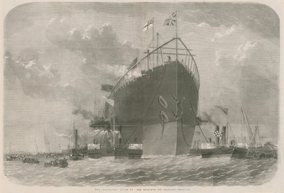 Le Leviathan remorqué à son mouillage au large de Deptford - English School