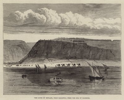 Les lignes de Boulair, près de Gallipoli, depuis la mer de Marmara (gravure) - English School