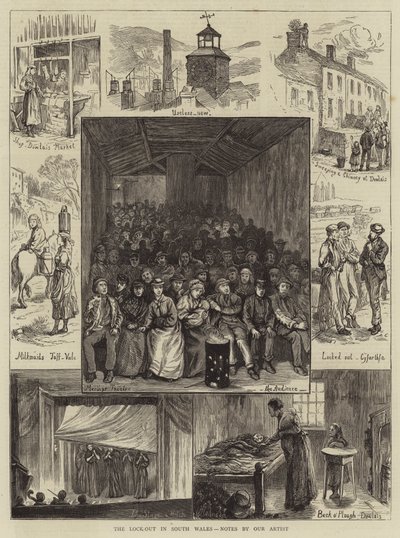 Le lock-out au Pays de Galles, notes de notre artiste (gravure) - English School