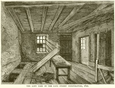 Le grenier utilisé par les conspirateurs de Cato Street, 1820 - English School