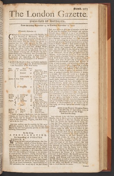 La Gazette de Londres, numéro 5573, page 1 - English School