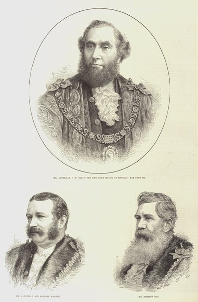 Le Lord Maire et les shérifs de Londres (gravure) - English School