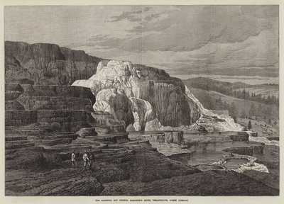 Les sources chaudes mammouth, rivière Gardiner, Yellowstone, Amérique du Nord - English School