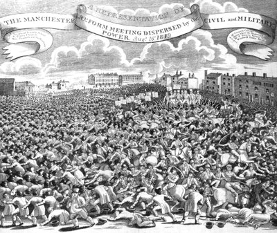 La Réunion de Réforme de Manchester Dispersée par le Pouvoir Civil et Militaire, 16 août 1819 - English School