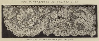 La fabrication de la dentelle de Honiton (gravure) - English School