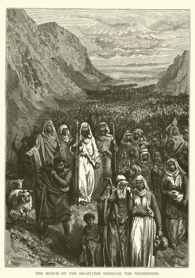 La marche des Israélites à travers le désert (gravure) - English School