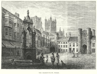 La place du marché, Wells (gravure) - English School
