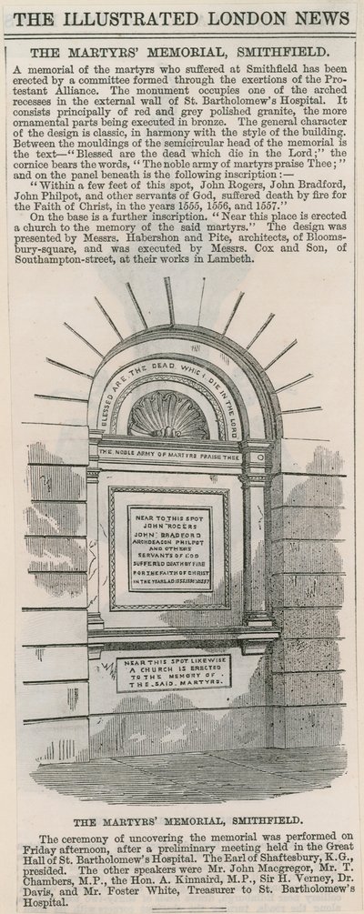 Le mémorial des martyrs, Smithfield - English School